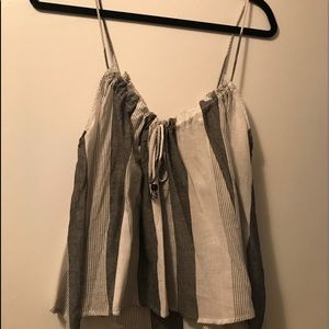 gray and white striped adjustable tank